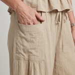 Selthea | Peplum Detail Smocked Top And Wide Leg Pants Set