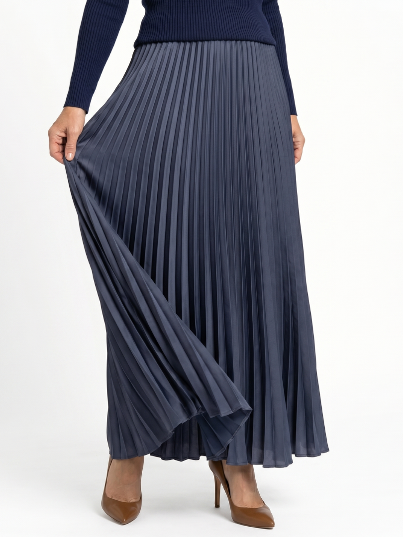 Serandra | Knit Top Pleated Skirt Midi Dress
