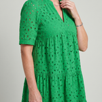 Isarina | Short Sleeve Eyelet Detail Knee Length Dress