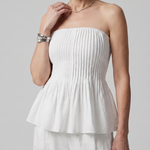 Romyina | Strapless Smocked Top And Wide Leg Pants Set