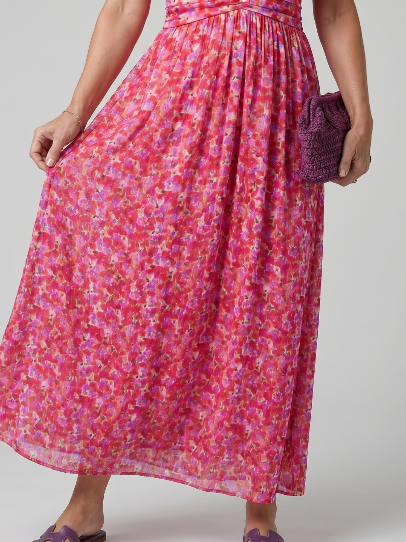 Mirawynne | Short Sleeve Ditsy Floral Print Midi Dress