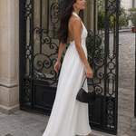 Julsia | Sleeveless Halter Neck Fitted Bodice Midi Dress
