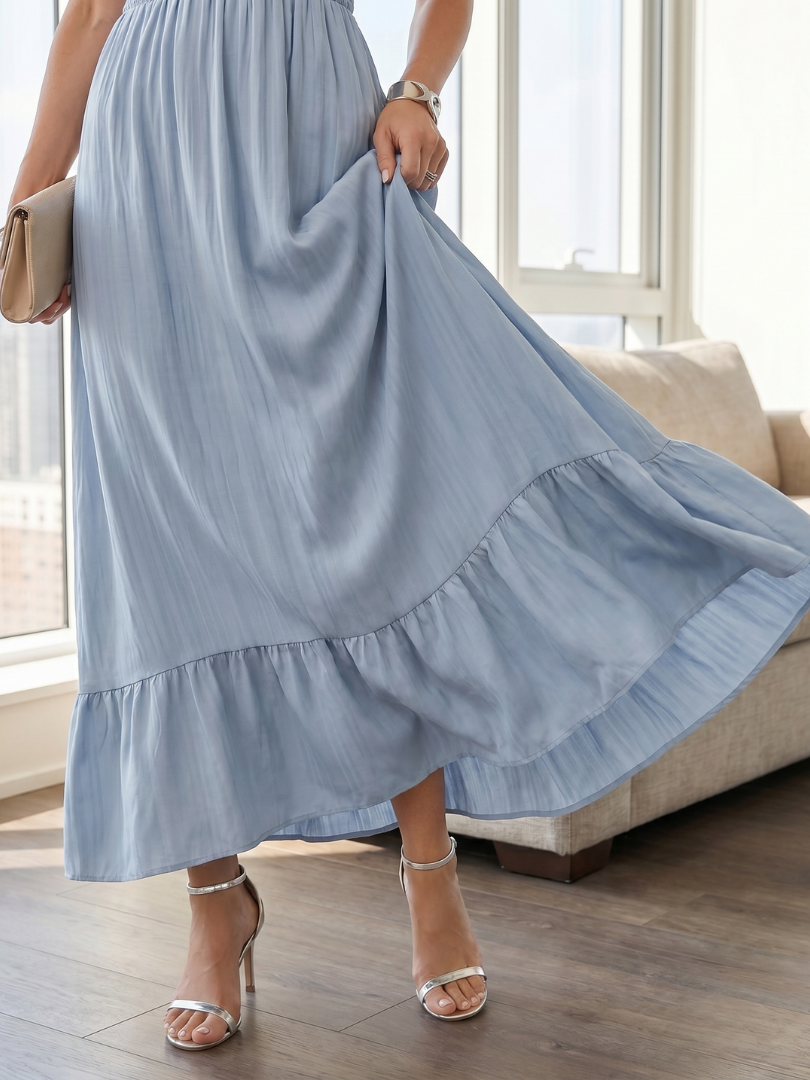 Fleurlia | Ruffle Sleeve Smocked Waist Midi Dress