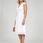 Celdra | Sleeveless Eyelet V Neck Midi Dress