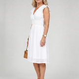 Celdra | Sleeveless Eyelet V Neck Midi Dress