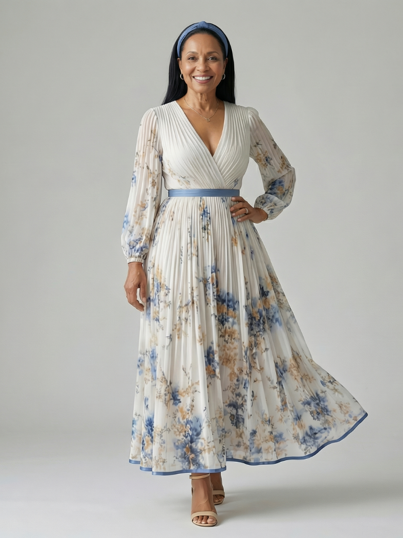 Serlia | Pleated Wrap Midi Dress