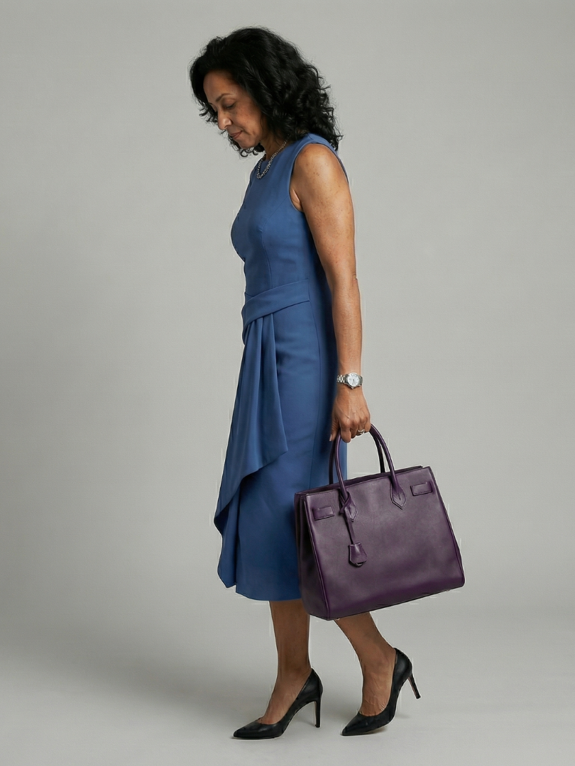 Esmenia | Asymmetric Drape Midi Dress