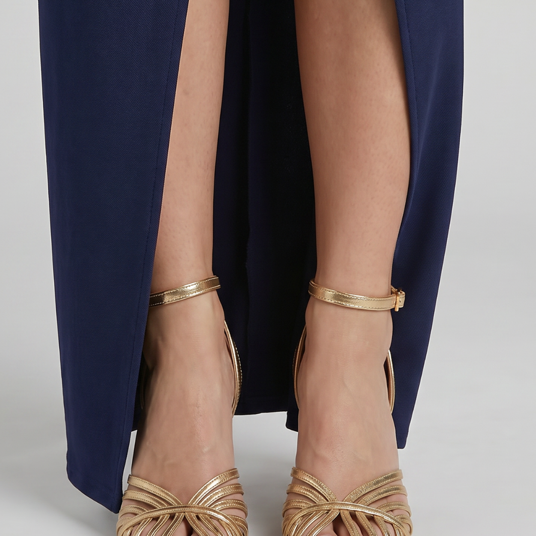 Laebelle | Metallic Strappy Pointed Toe Heeled Sandals