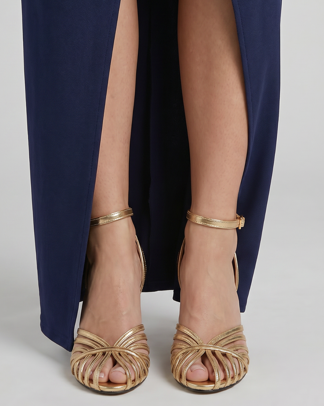 Laebelle | Metallic Strappy Pointed Toe Heeled Sandals