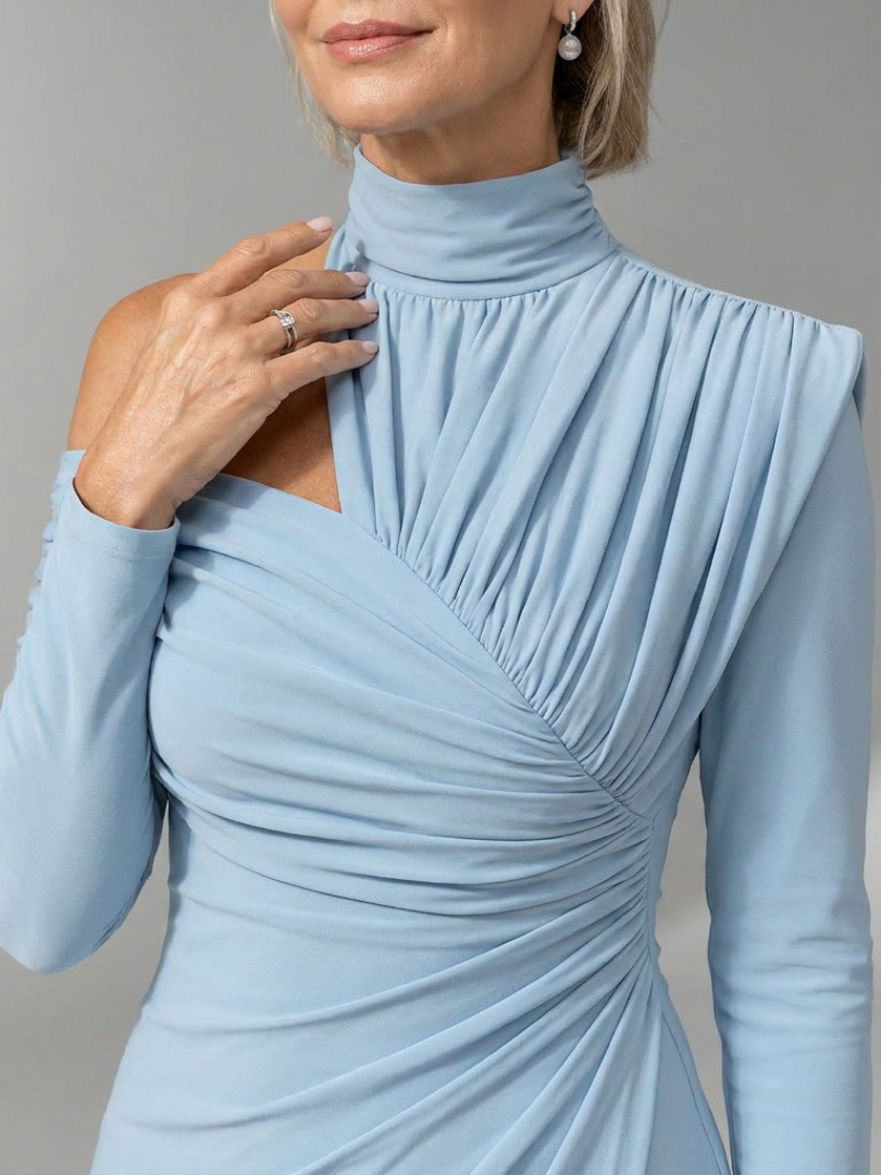 Vesrin | One Shoulder Draped Midi Dress