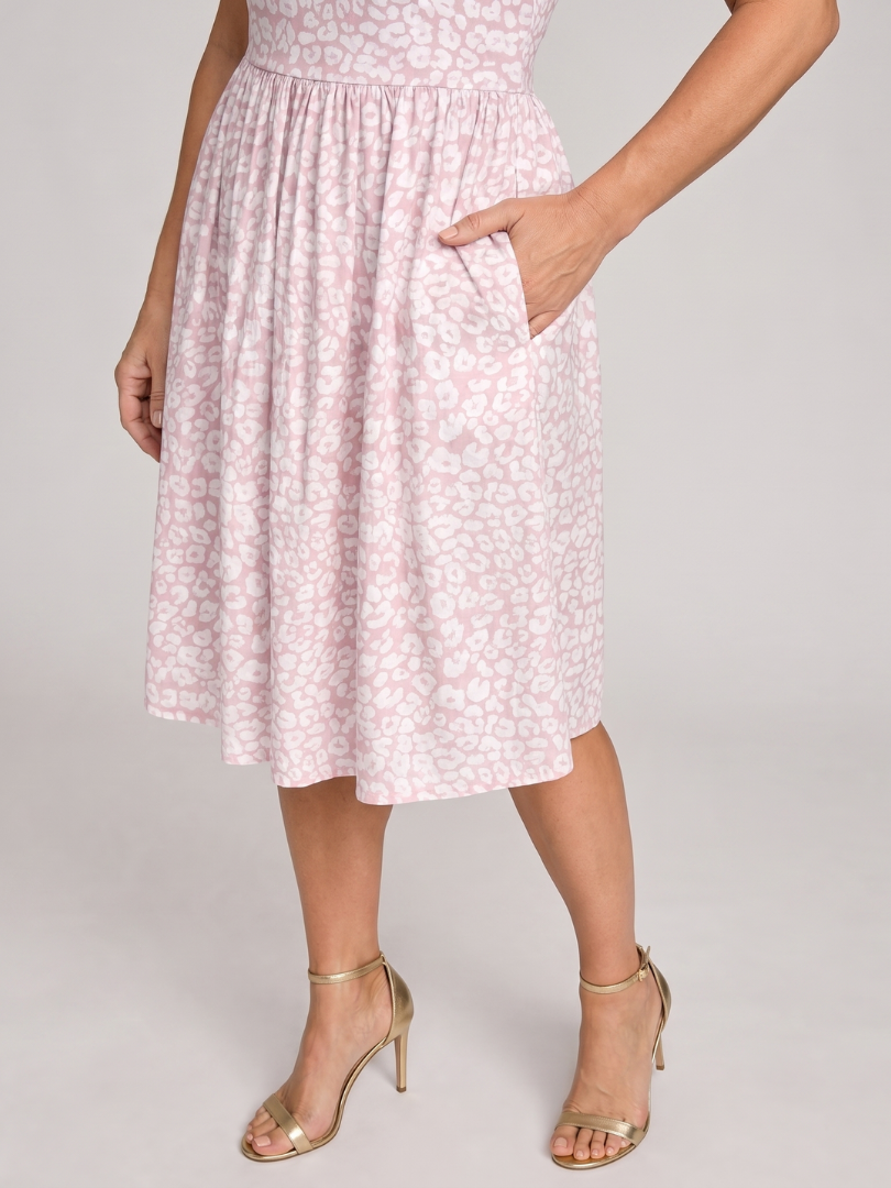 Nilasia | Square Neck Floral Print Knee Length Dress