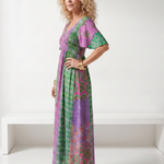 Gretandra | Mixed Print Short Sleeve Midi Dress
