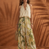 Mirandra | Halter Neck Blouse Floral Wide Leg Set