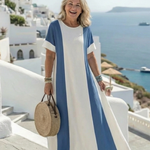 Gretarin | Short Sleeve Color Block Maxi Dress