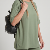 Clasia | Short Sleeve Crew Neck Top And Biker Shorts Set