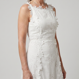 Odaney | Sleeveless Fitted Bodice Lace Midi Dress