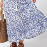 Delndra | Tassel Tie Neck Printed Midi Dress