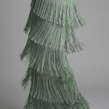 Milbeth | Long Sleeve Soft Fringe Skirt Midi Dress