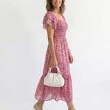 Norlora | Off Shoulder Floral Smocked Midi Dress