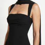Fleurbelle | Cutout Neck Pleated Slit Maxi Dress