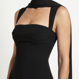 Fleurbelle | Cutout Neck Pleated Slit Maxi Dress