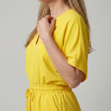 Renrose | V Neck Cold Shoulder Short Sleeve Romper