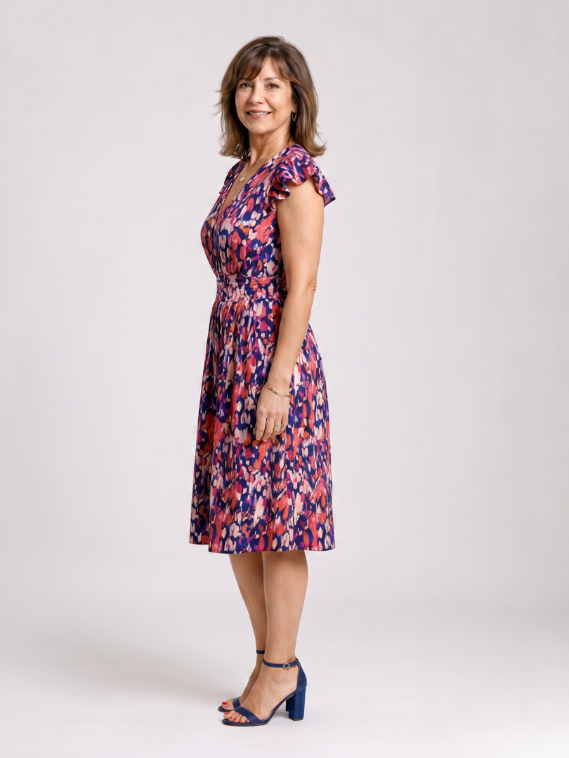 Nora | Flutter Sleeve Printed Knee Length Dress
