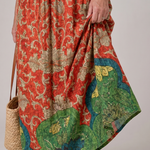 Tesra | Abstract Vintage Print Relaxed Three Quarter Sleeve Midi Dress