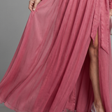 Vallyn | Long Sleeve Wrap Sheer Flowing Maxi Dress
