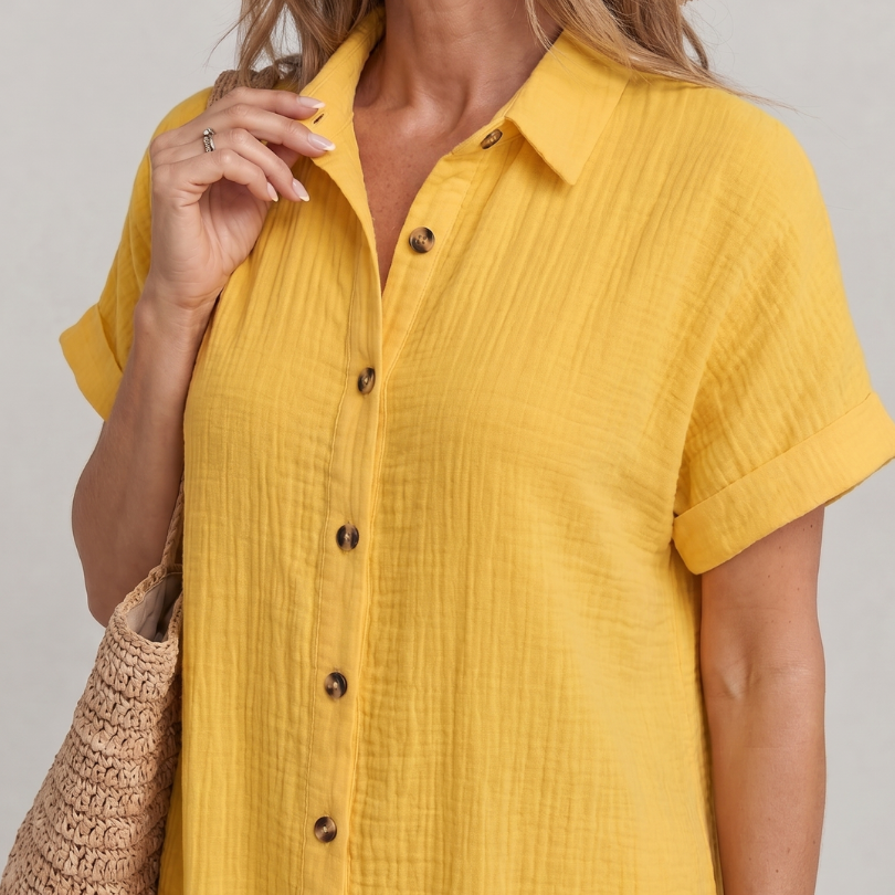 Briavia | Short Sleeve Front Pockets Knee Length Dress