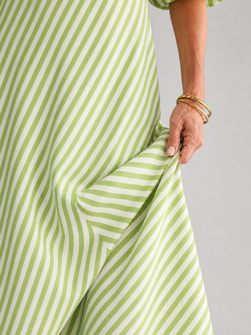 Vesrose | Striped Empire Waist Midi Dress