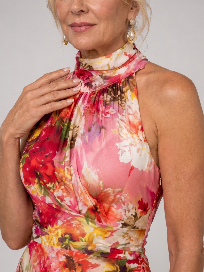 Norette | Halter Neck Floral Print Maxi Dress