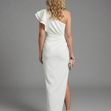 Briada | One Shoulder Ruffle Slit Maxi Dress