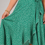 Vallette | Floral Wrap Ruffle Midi Dress