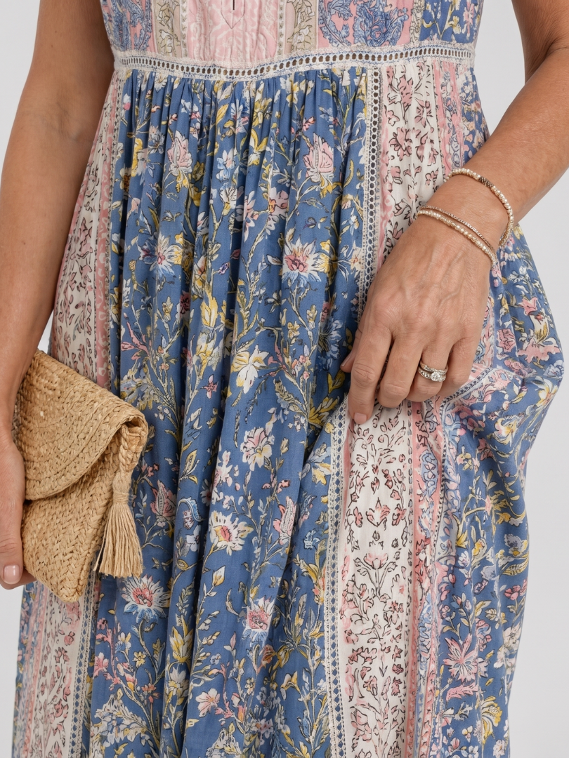 Penwyn | Mixed Floral Sleeveless Button Detail Midi Dress