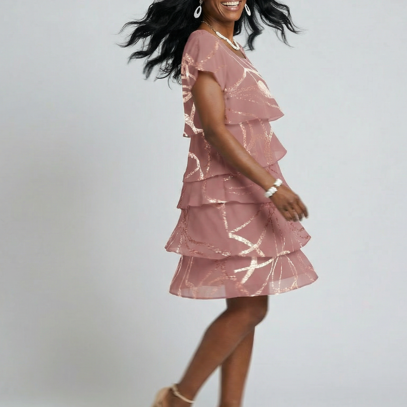 Veldra | Poised Abstract Knee Length Dress