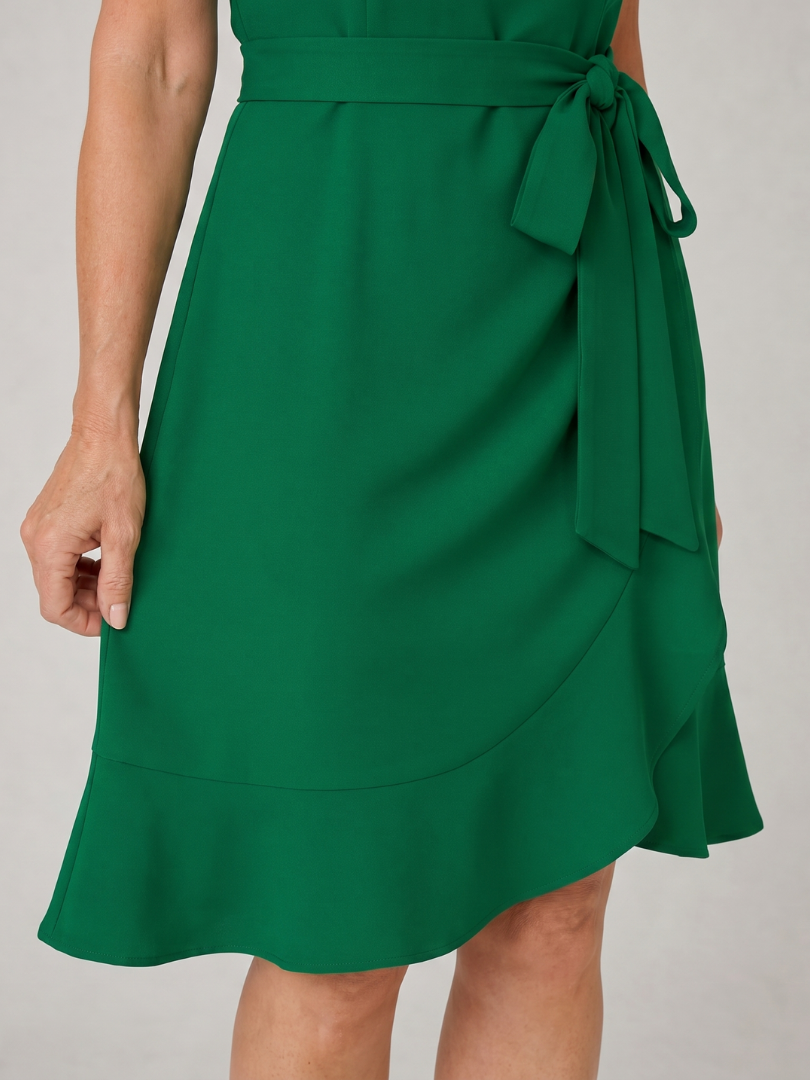 Marenine | Short Puff Sleeve Side Tie Detail Mini Dress