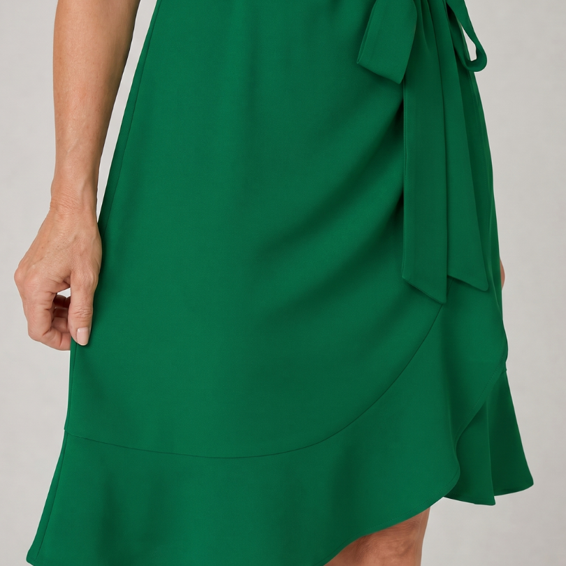 Marenine | Short Puff Sleeve Side Tie Detail Mini Dress