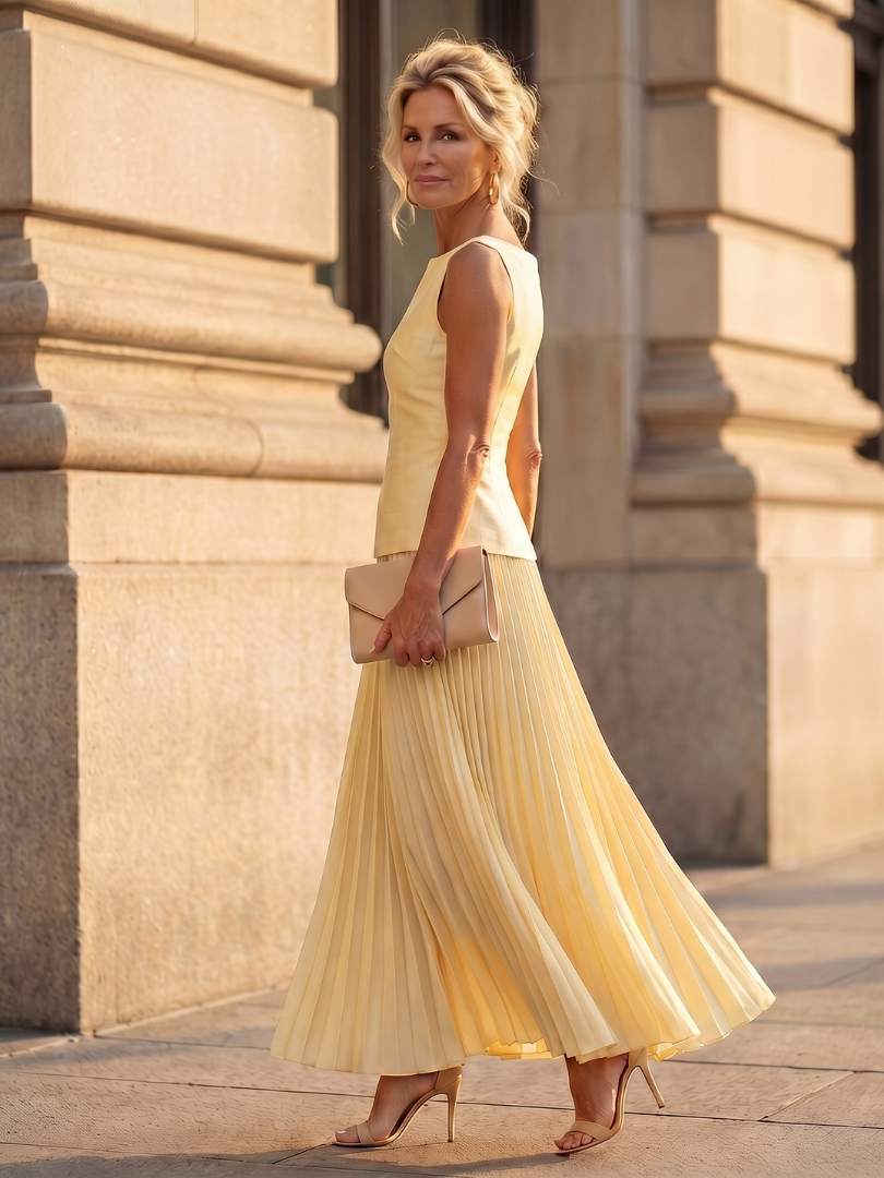 Thealia | Structured Bodice Pleated Skirt Set