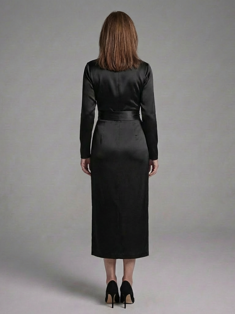 Corassa | Long Sleeve Wrap Tie Midi Dress