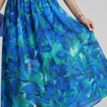 Larette | Puff Sleeve V Neck Abstract Print Midi Dress