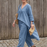 Penwynne | Loose Tunic Top Wide Leg Pant Set