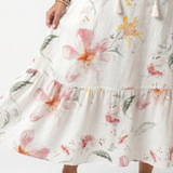 Pennia | Soft Floral Tiered Tassel Midi Dress