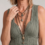 Romywynne | Pleated Sleeveless Tiered V Neck Midi Dress