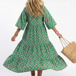 Tovada | Floral Print V Neck Tiered Midi Dress