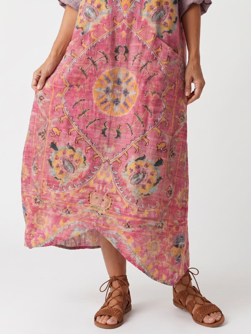 Esmerina | Abstract Print Relaxed Pocket Midi Dress