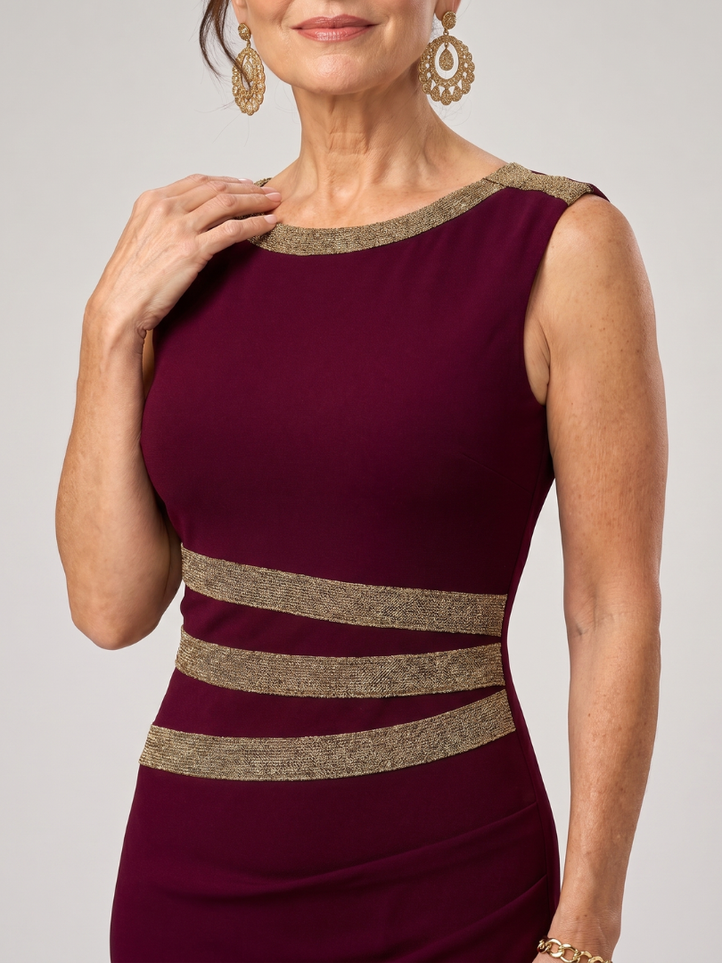 Wrennania | Metallic Trim Sleeveless Midi Dress