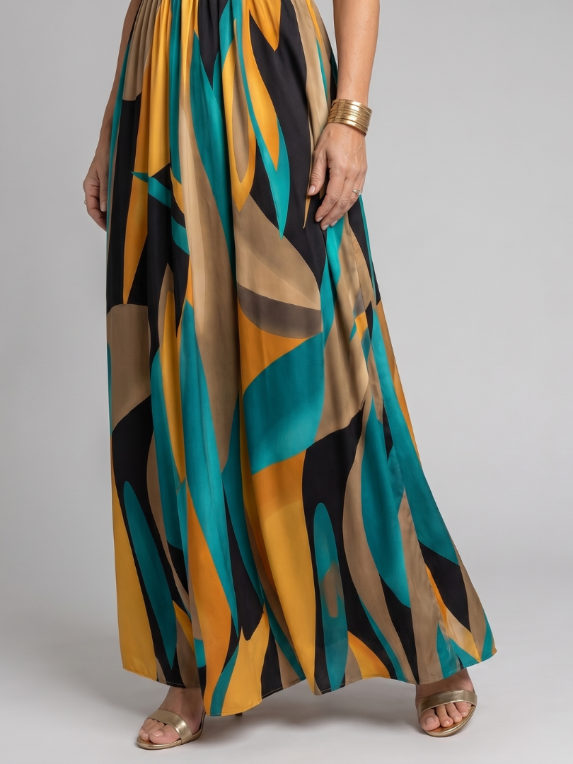 Larwyn | Sleeveless Abstract Print Maxi Dress