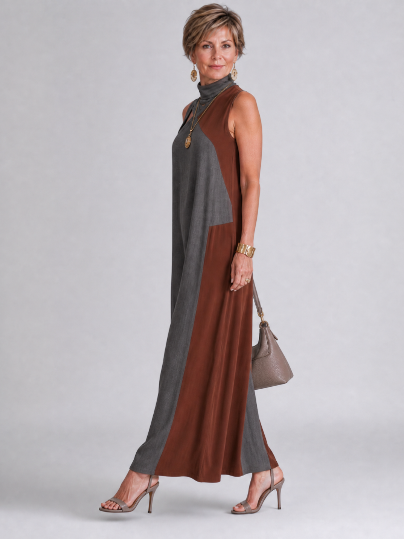 Lorney | Color Block Sleeveless Midi Dress