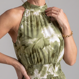 Fionia | Gathered Waist Abstract Print Midi Dress